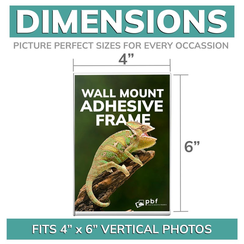 pbf PHOTO BOOTH FRAMES pbf 4x6 Wall Mount Picture Frames | Adhesive 4 x 6 Clear Acrylic Frames | No Hole, No Drilling, Wall Mounted Photo Holders for Locker, Photo Board, Art Display, Sign Holder (10-Pack) - Image 2